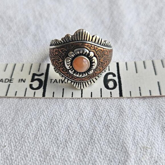 Sterling & Copper Sunstone Ring - Picture 2 of 4